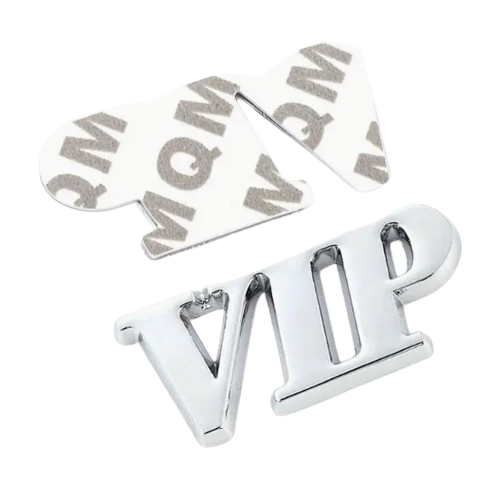 Sticker metalic VIP 3D in relief (Argintiu/auriu)