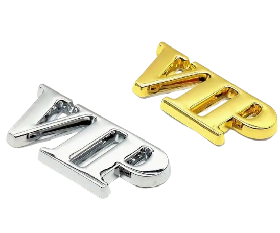 Sticker metalic VIP 3D in relief (Argintiu/auriu)